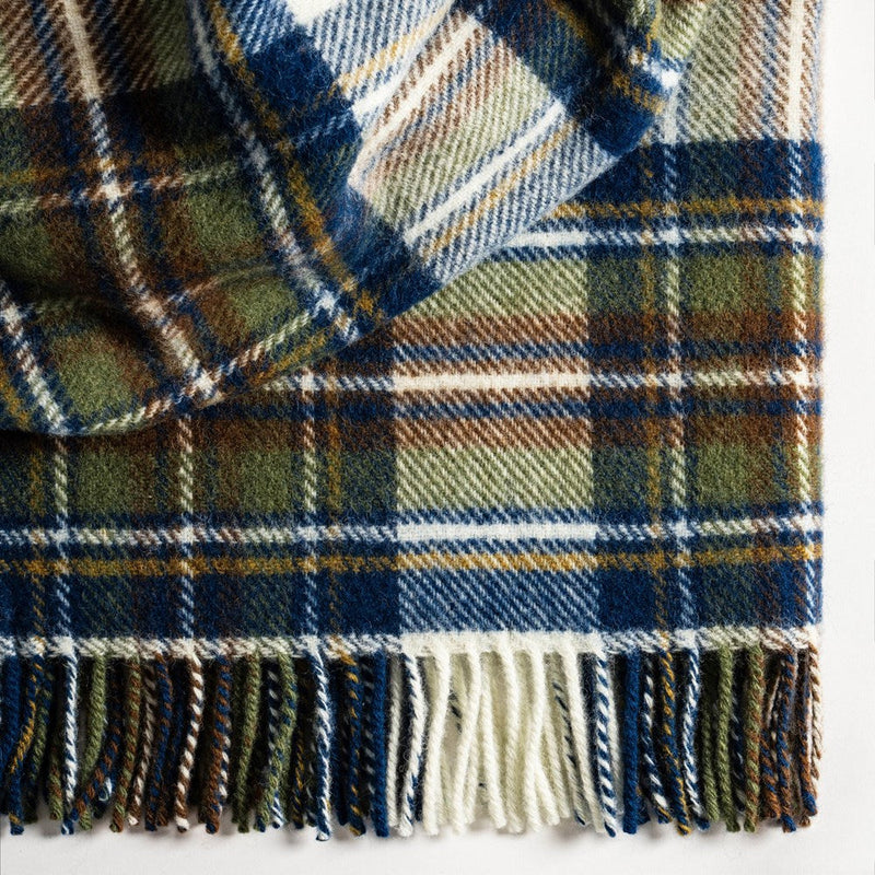 Tartan NZ Wool Throw - Muted Blue