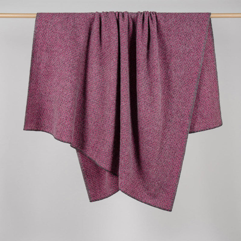 Twill NZ Wool Throw - Pink Charcoal