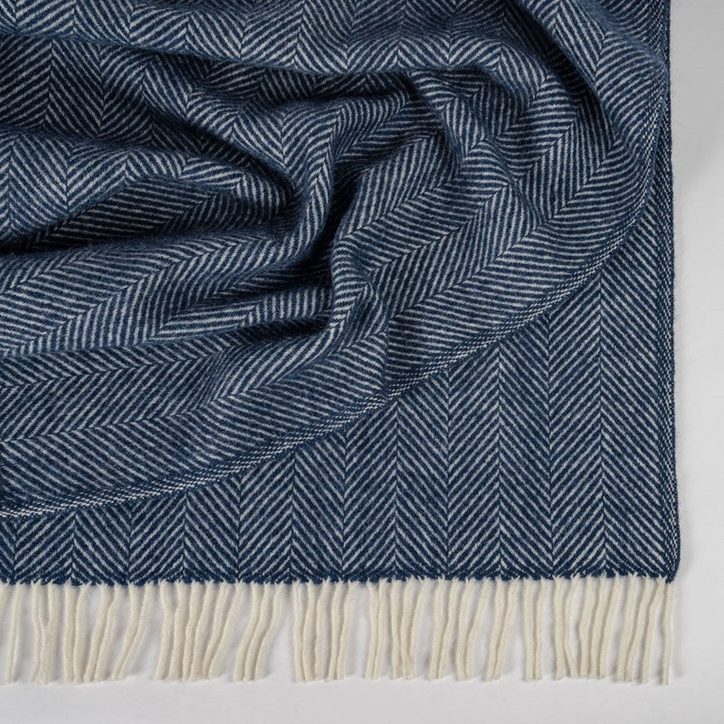 Fishbone NZ Wool Throw - Navy