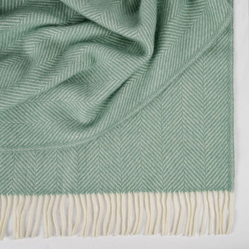 Fishbone NZ Wool Throw - Seagreen