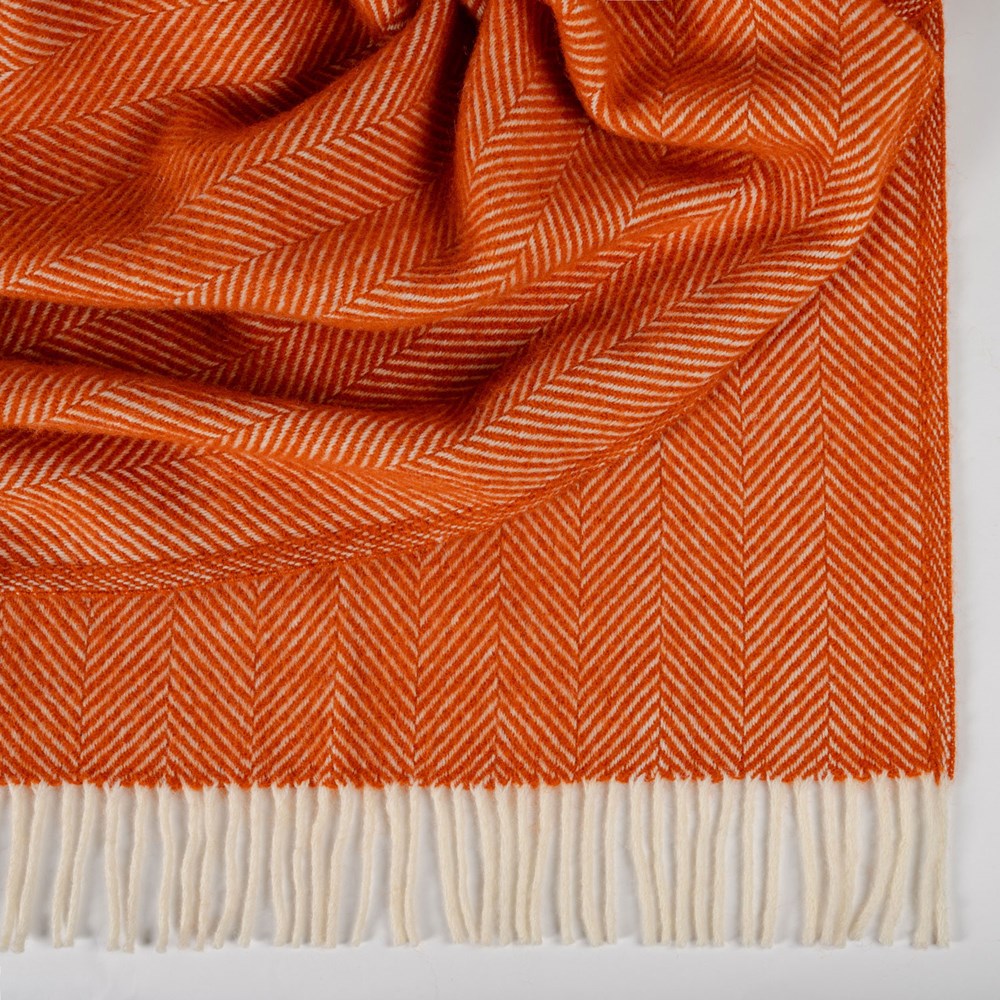 Fishbone NZ Wool Throw - Cinnamon
