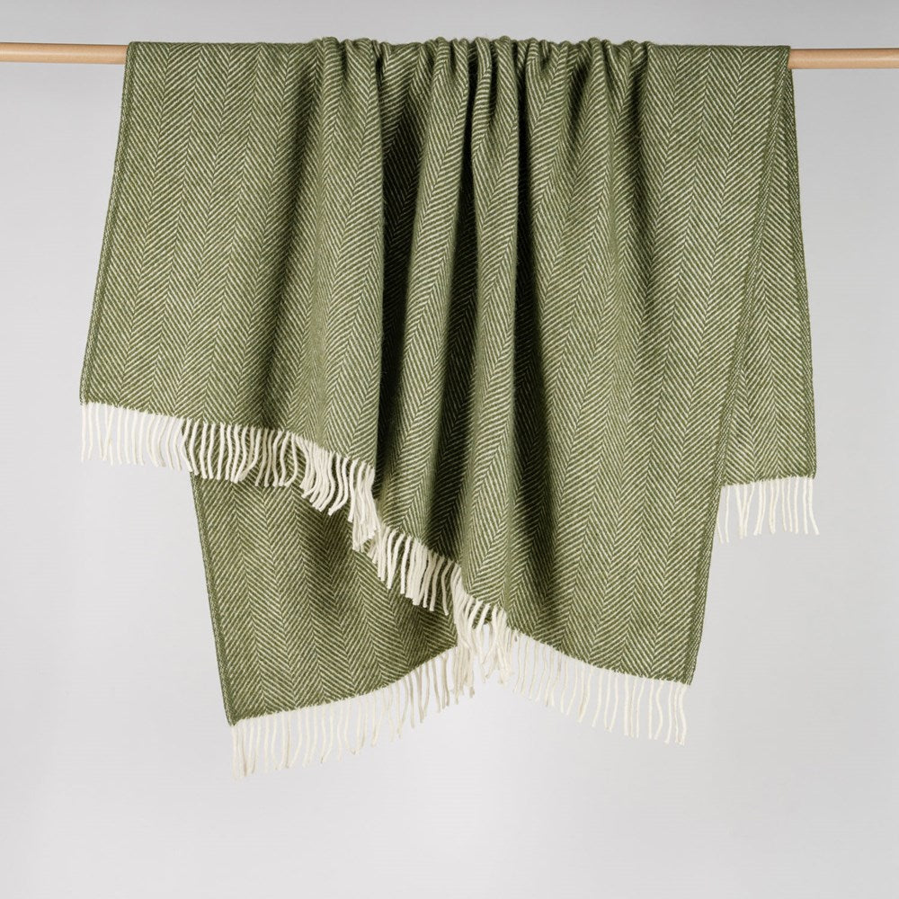 Fishbone NZ Wool Throw - Olive
