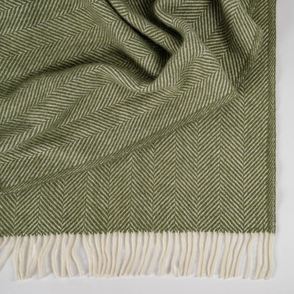 Fishbone NZ Wool Throw - Olive
