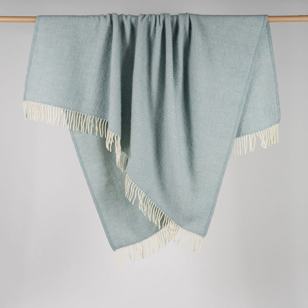 Fishbone NZ Wool Throw - Duck Egg