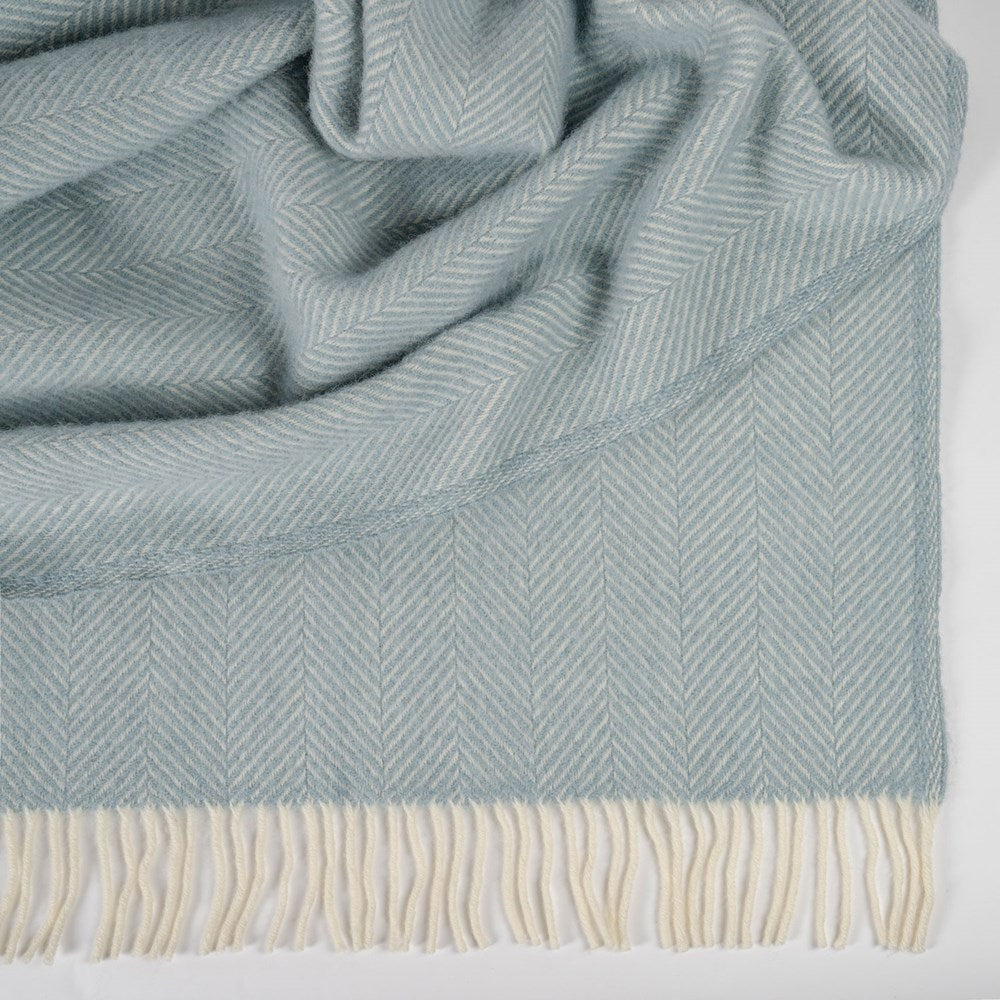 Fishbone NZ Wool Throw - Duck Egg