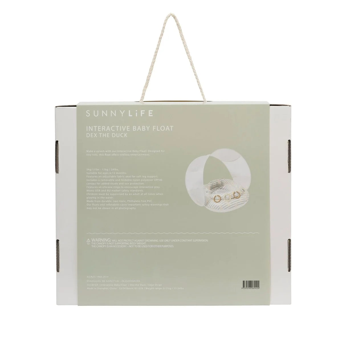 Sunnylife: Interactive Baby Float Duck Sage Stripe