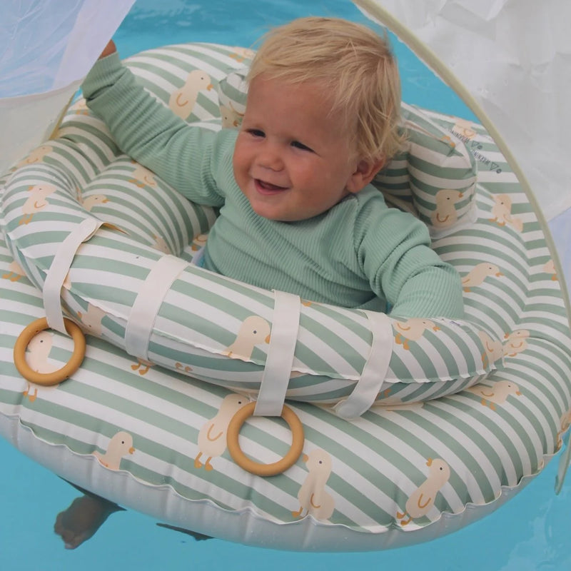 Sunnylife: Interactive Baby Float Duck Sage Stripe