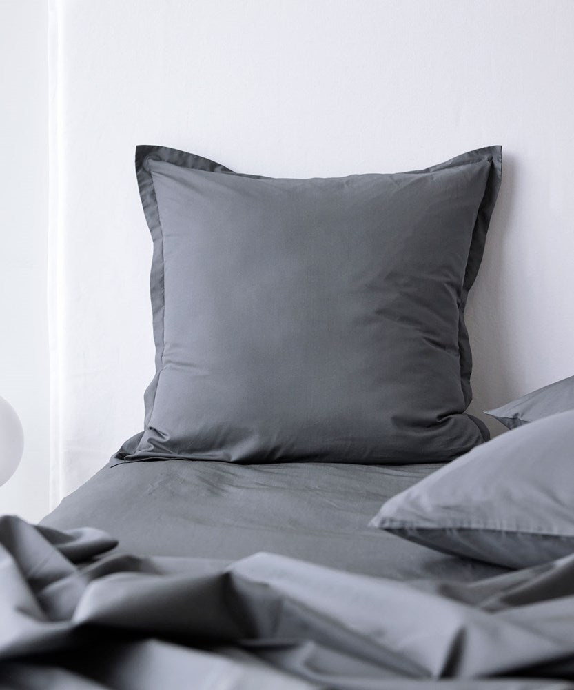 Fresh Cotton Percale European Pillowcase - Steel