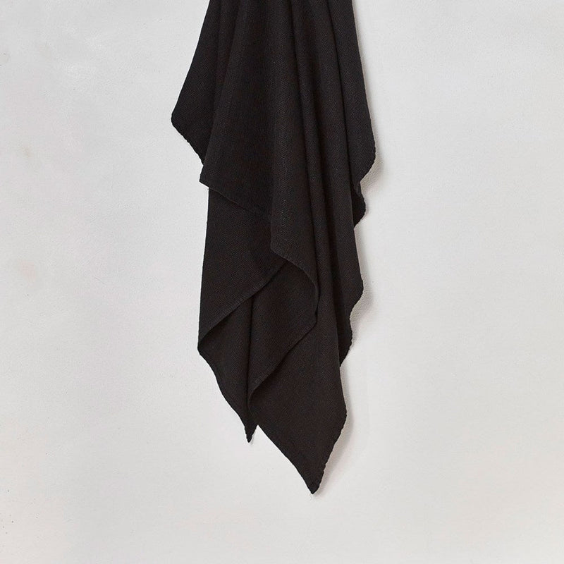 Stone Wash Linen Waffle Face Cloth - Nero