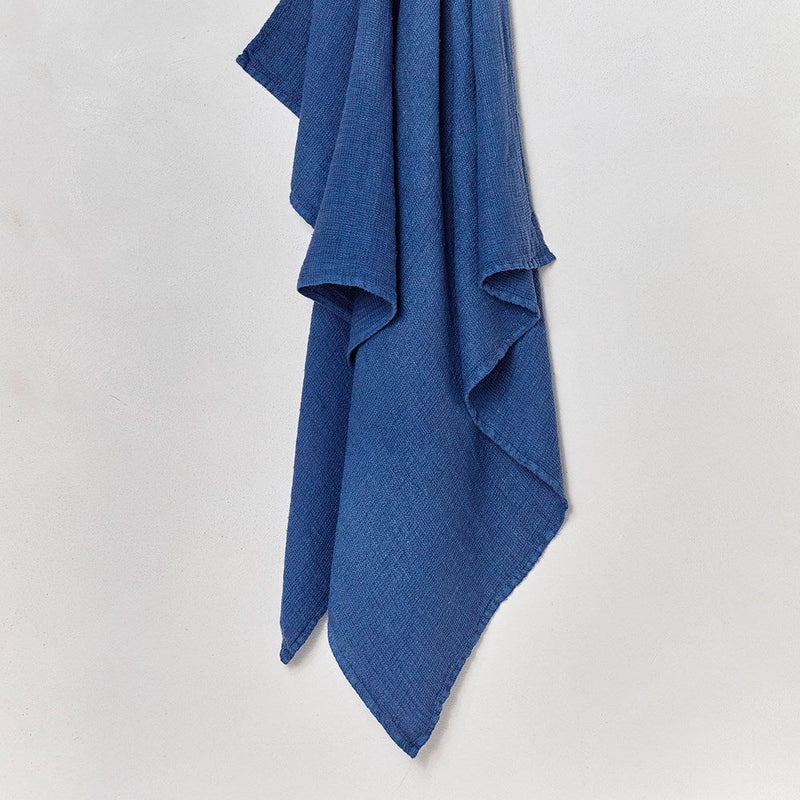 Stone Wash Linen Waffle Hand Towel - Navy