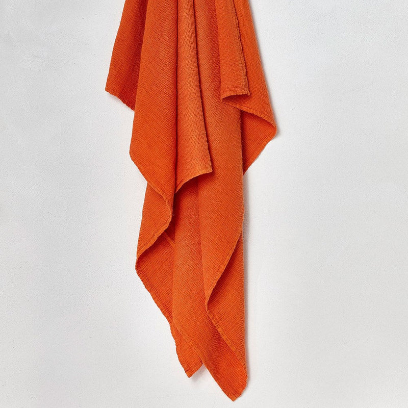 Stone Wash Linen Waffle Bath Sheet -Tangelo