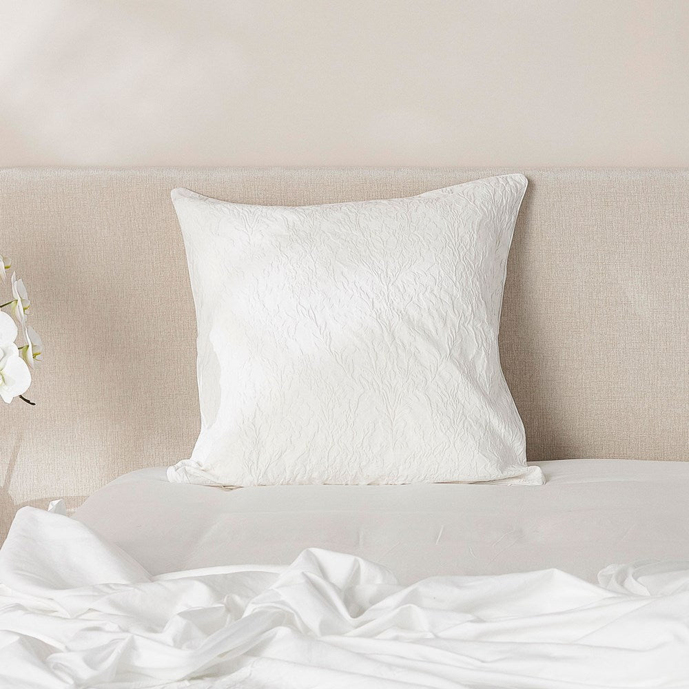 Isabella Cotton Damask Euro Pillowcase - White