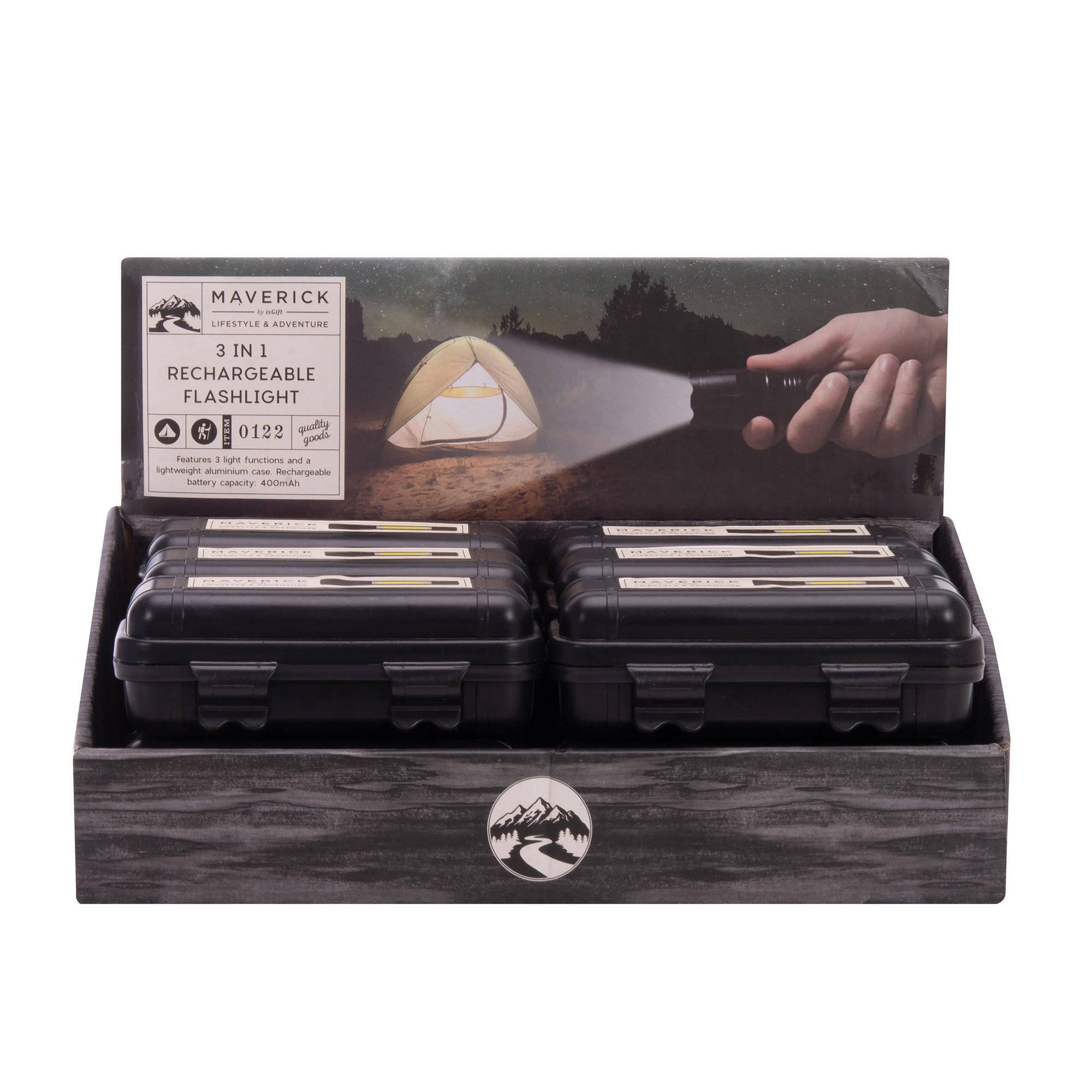 Maverick Range - Black 3 In 1 Rechargeable Flashlight