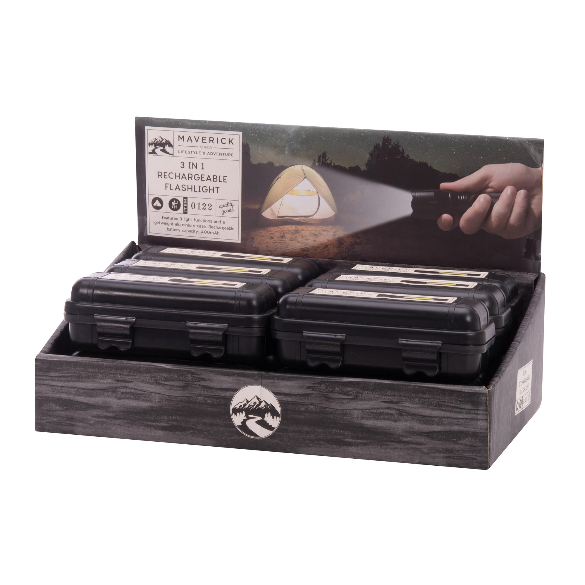 Maverick Range - Black 3 In 1 Rechargeable Flashlight