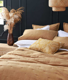 MM Linen Laundered Linen Bedspread Set - Cumin