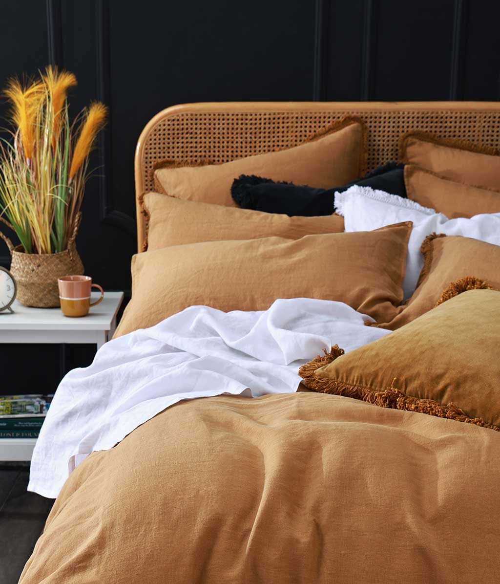 Laundered Linen Standard Pillowcover Set Cumin