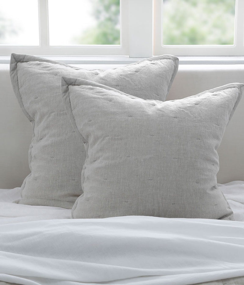 Laundered Linen Quilted Euro Set Pewter
