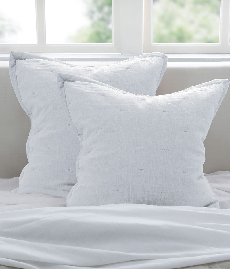 Laundered Linen Quilted Euro Set Pewter