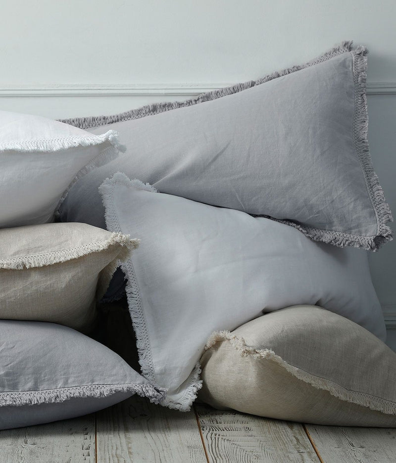 Laundered Linen Tassel Pillowcover Set - White