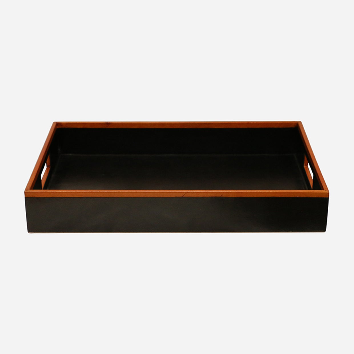 Rectangular Leather Tray Black & Tan