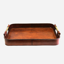 Leather Tray with Brass Handles
