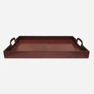 Ritz Leather Tray with Brass Handles - 42cm