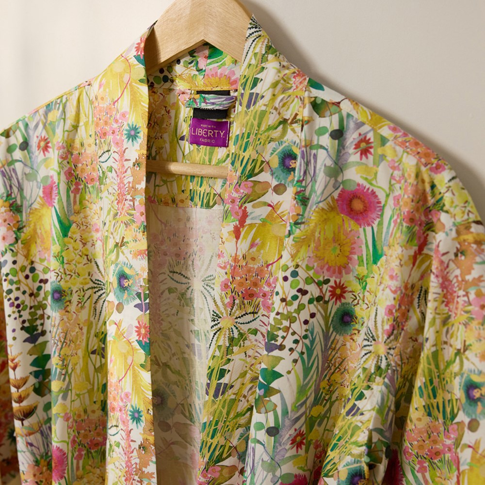 Cotton Printed Bathrobe Made With Liberty Fabric - Tresco
