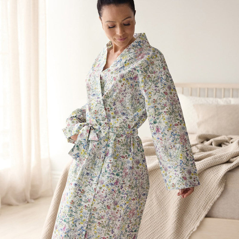 Cotton Printed Bathrobe Made With Liberty Fabric - Wild Flower