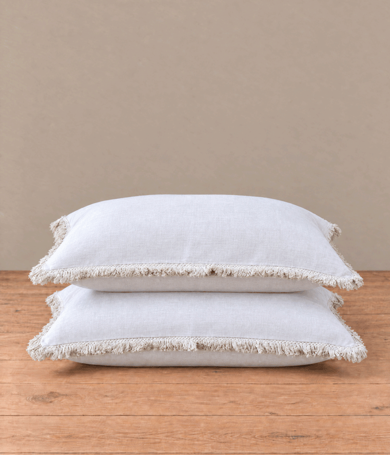 MM Linen Laundered Linen Tassel Pillowcase Set Natural