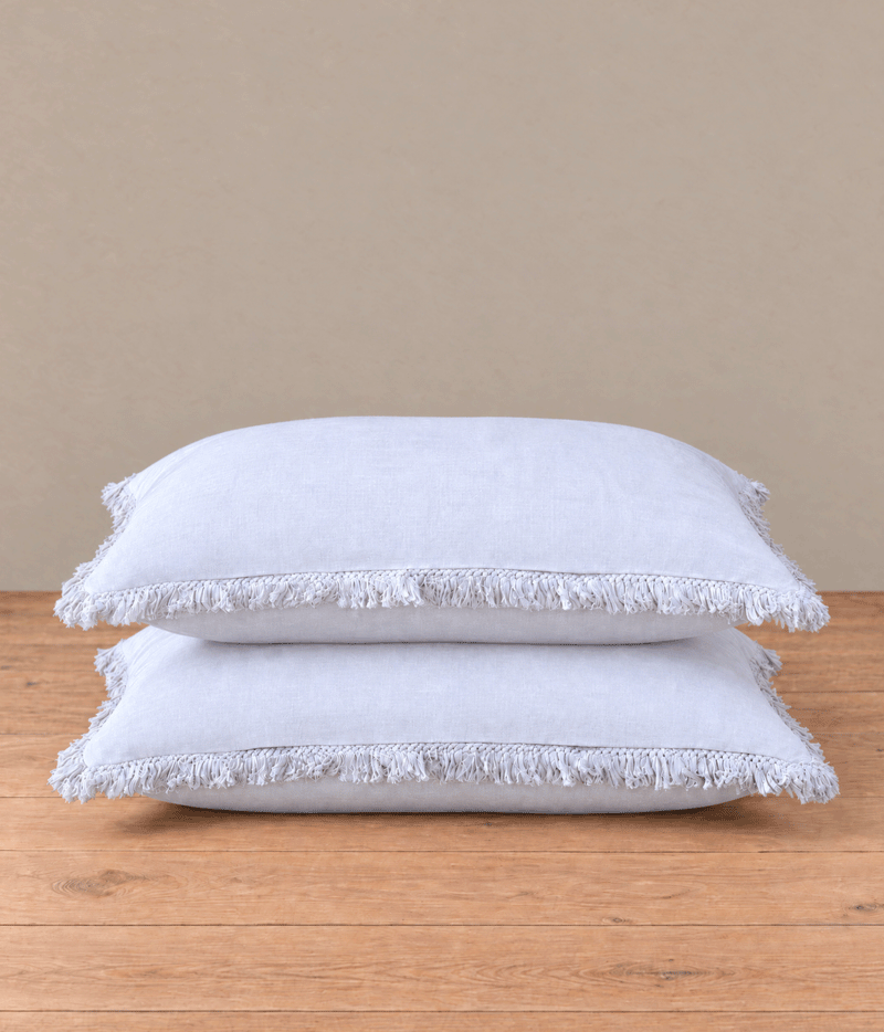 MM Linen Laundered Linen Tassel Pillowcover Set - White