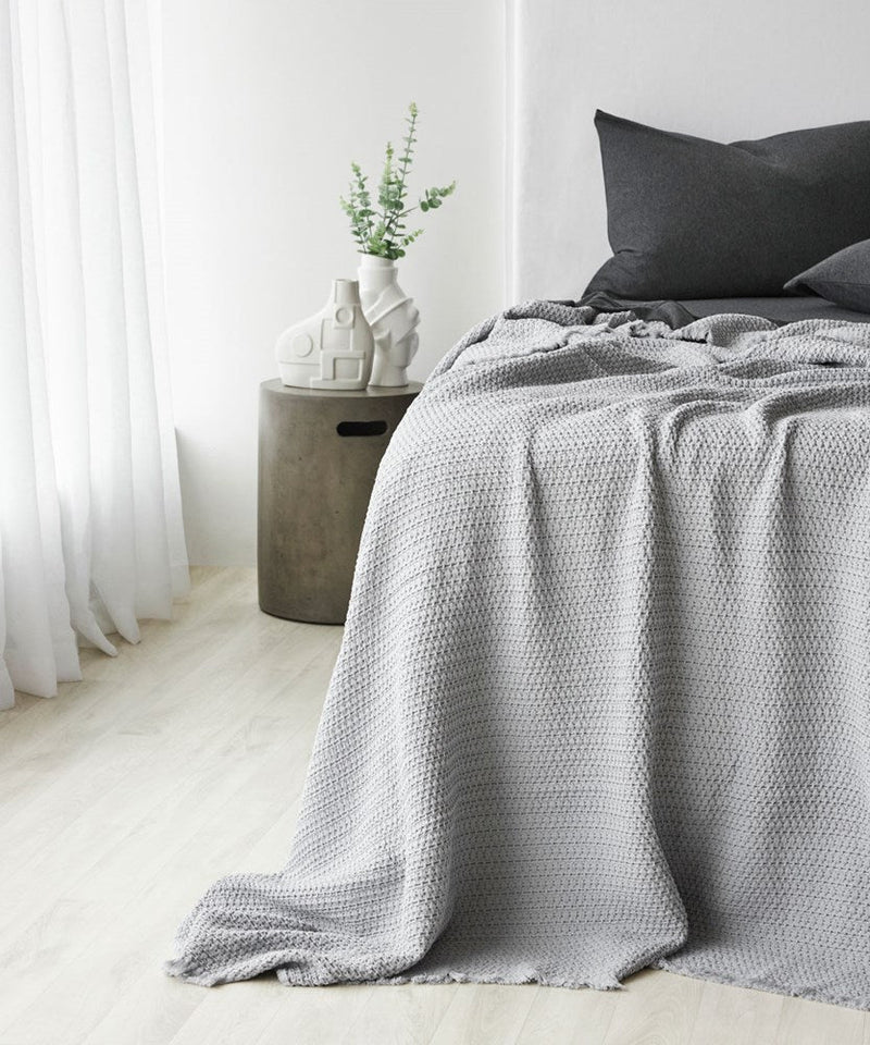 Lisboa Waffle Blanket- Silver