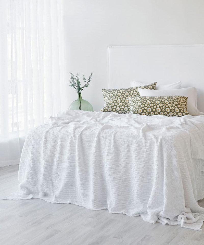 Lisboa Waffle Blanket - White