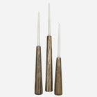 Sculpted Ribbed Candlesticks Set of 3 in Antique Brass