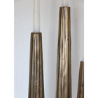 Sculpted Ribbed Candlesticks Set of 3 in Antique Brass