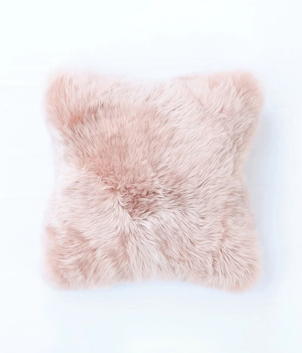 NZ Wool Sheepskin Cushion Blush