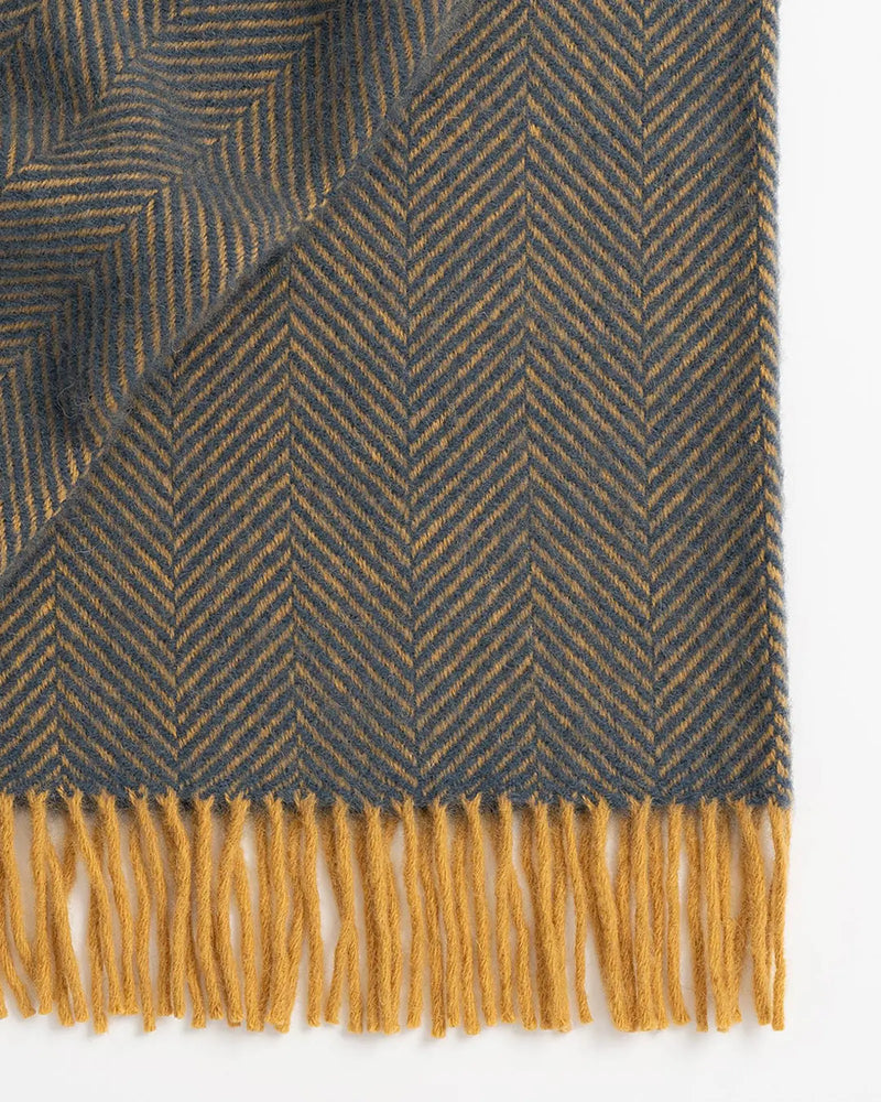 Weave Home Lerwick Navy Wool Throw Blanket