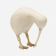 Wooden Whitewashed Kiwi with Brass Leg and Beak