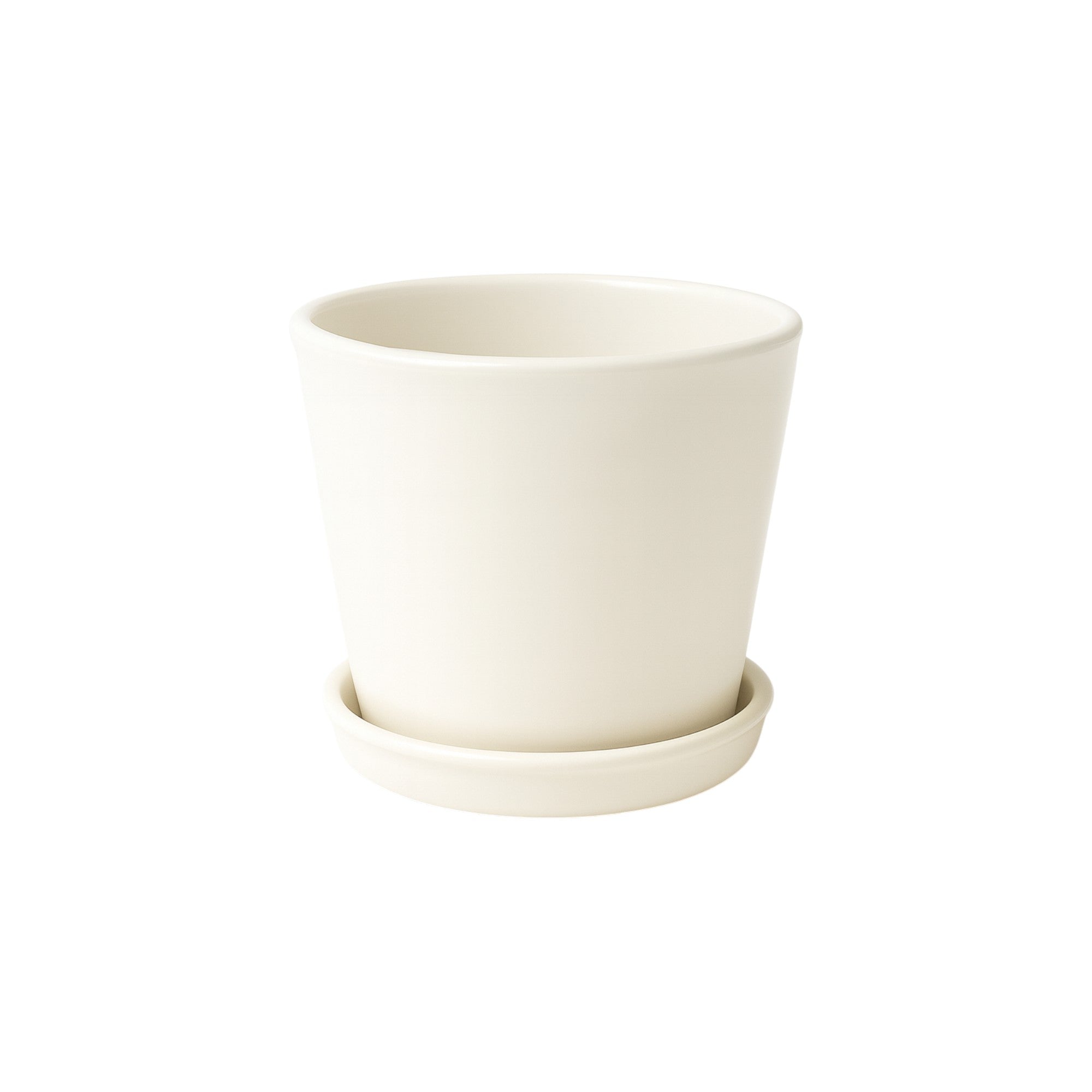 Frankly Cotton White Ceramic Plant Pot with Saucer