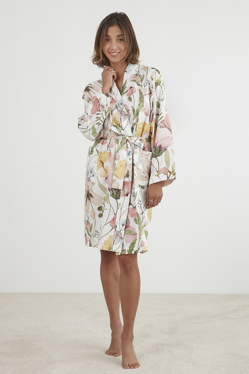 Baksana Spring Flowers Robe - White