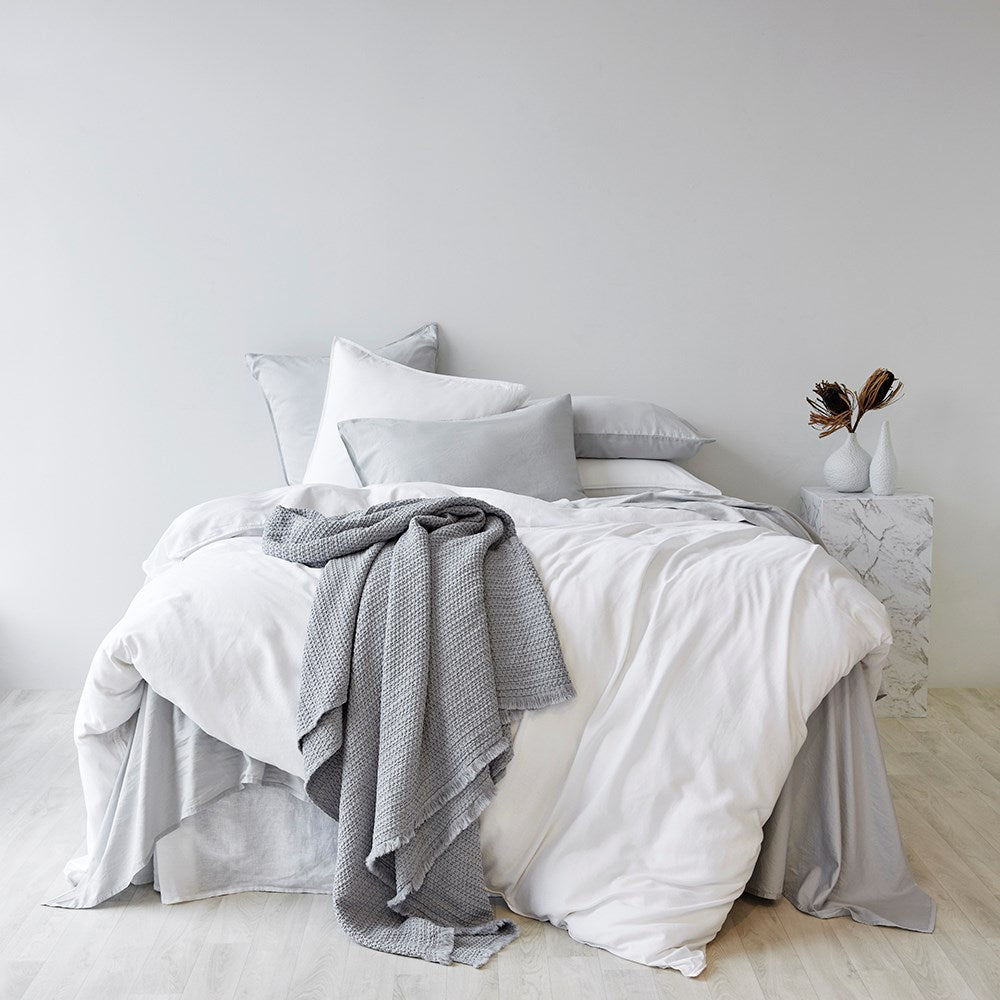 Soft Washed Cotton European Pillowcase - Frost