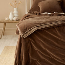 Venus Cotton Velvet Quilted Throw - Cafe