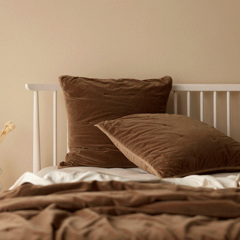 Venus Cotton Velvet Euro Pillowcase - Cafe