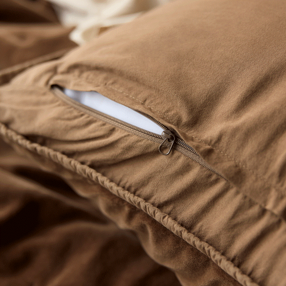 Venus Cotton Velvet Euro Pillowcase - Cafe