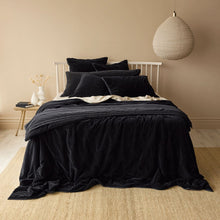 Venus Cotton Velvet Quilted Coverlet - Nero