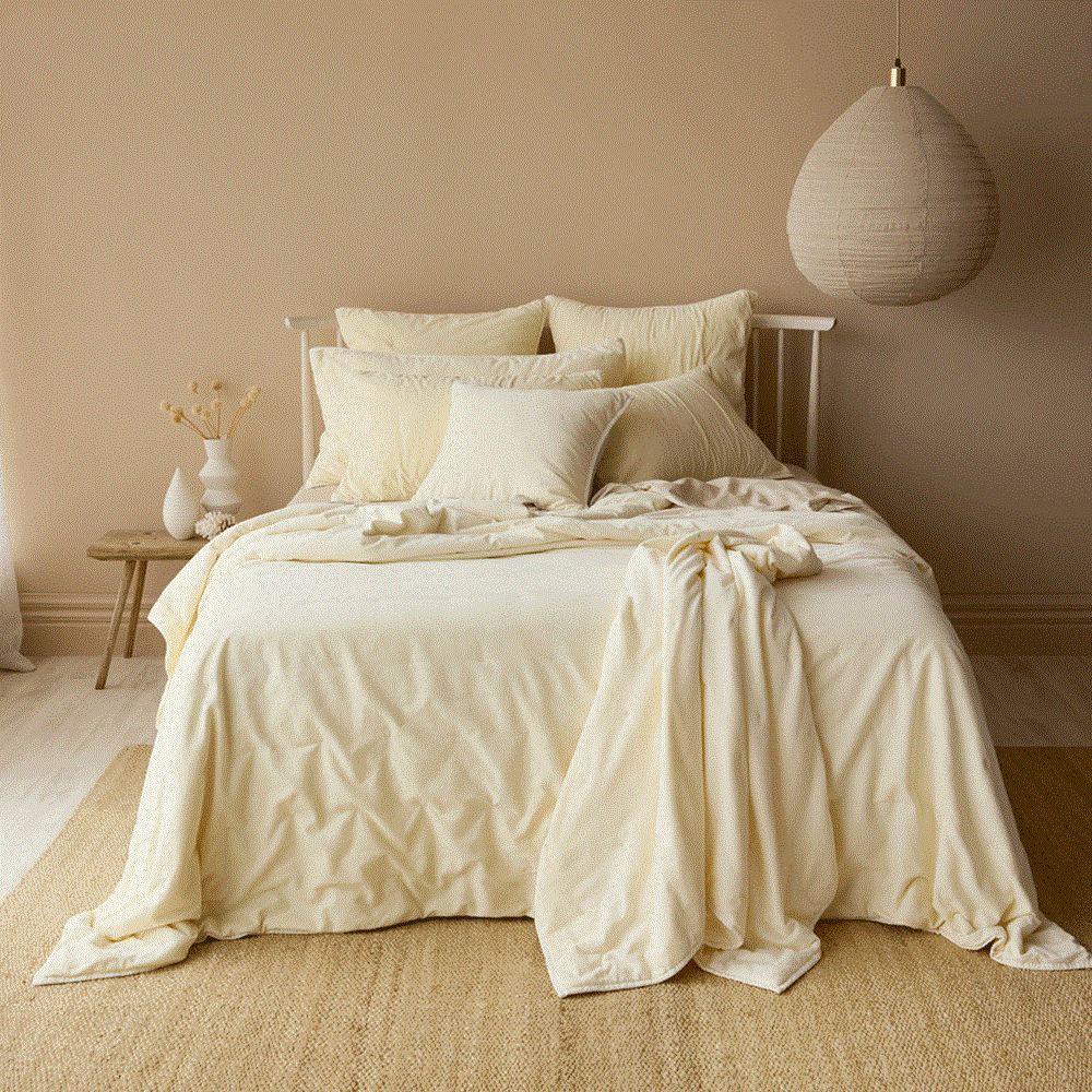 Venus Cotton Velvet Euro Pillowcase - Ivory