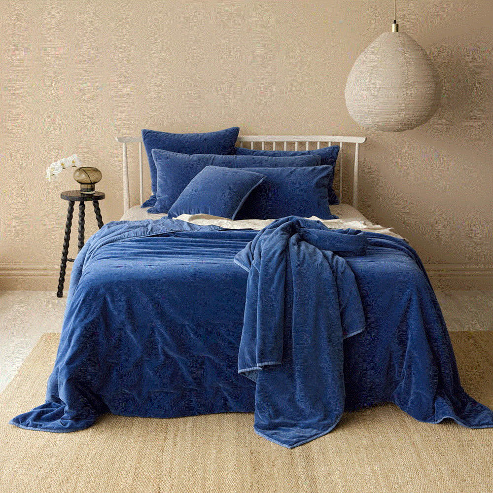 Venus Cotton Velvet  Euro Pillowcase - Denim