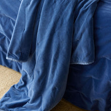 Venus Cotton Velvet Quilted Throw - Denim