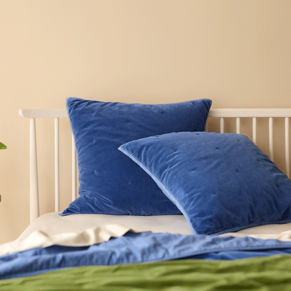 Venus Cotton Velvet  Euro Pillowcase - Denim