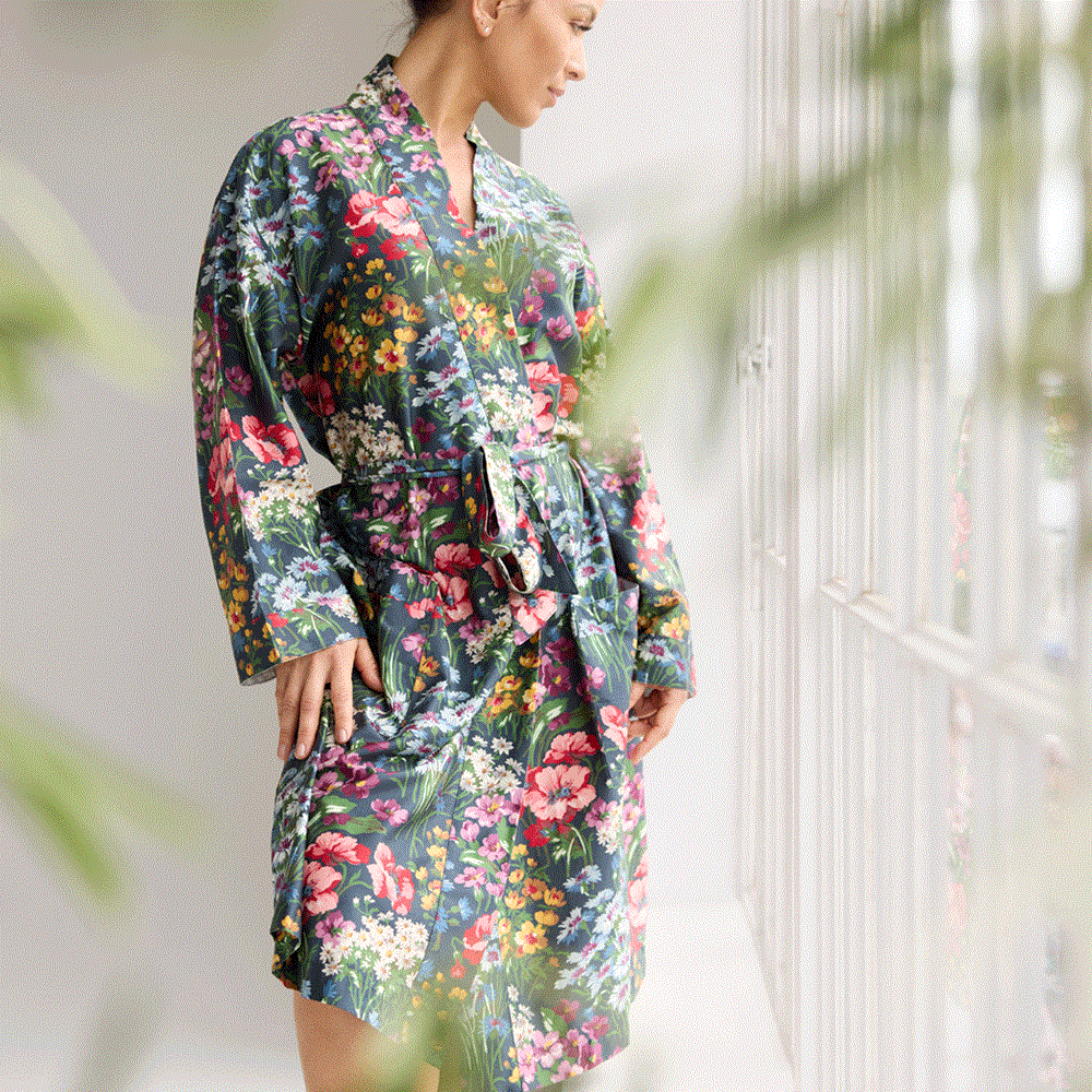 Bamboo Cotton Bathrobe - Elizabeth Black