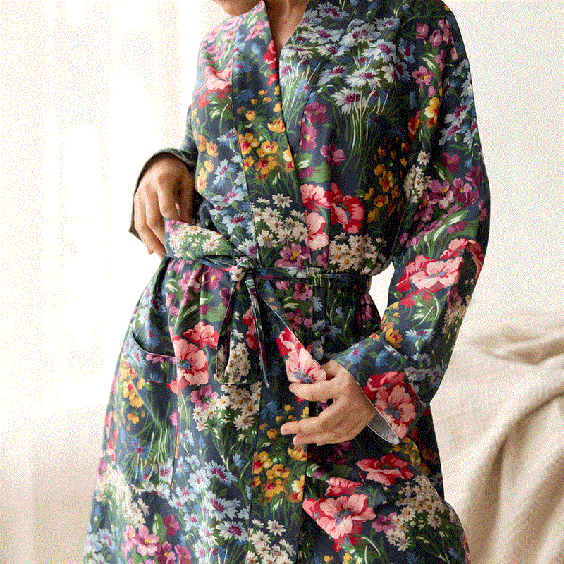 Bamboo Cotton Bathrobe - Elizabeth Black